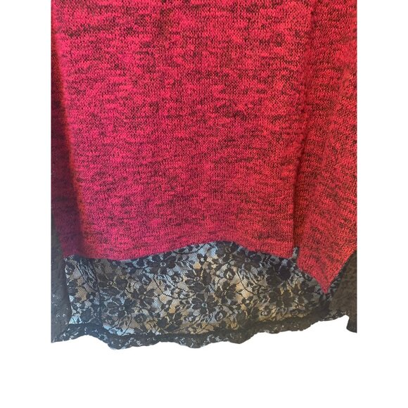 ๐ 2/$20 ๐ Fuchsia Thin Long Sleeve Hi-Lo Sweater with Black Lace Back 2x - Picture 5 of 6